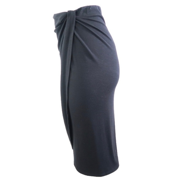 Bar III Draped Faux Wrap Deep Black Pencil Skirt - Picture 9 of 13